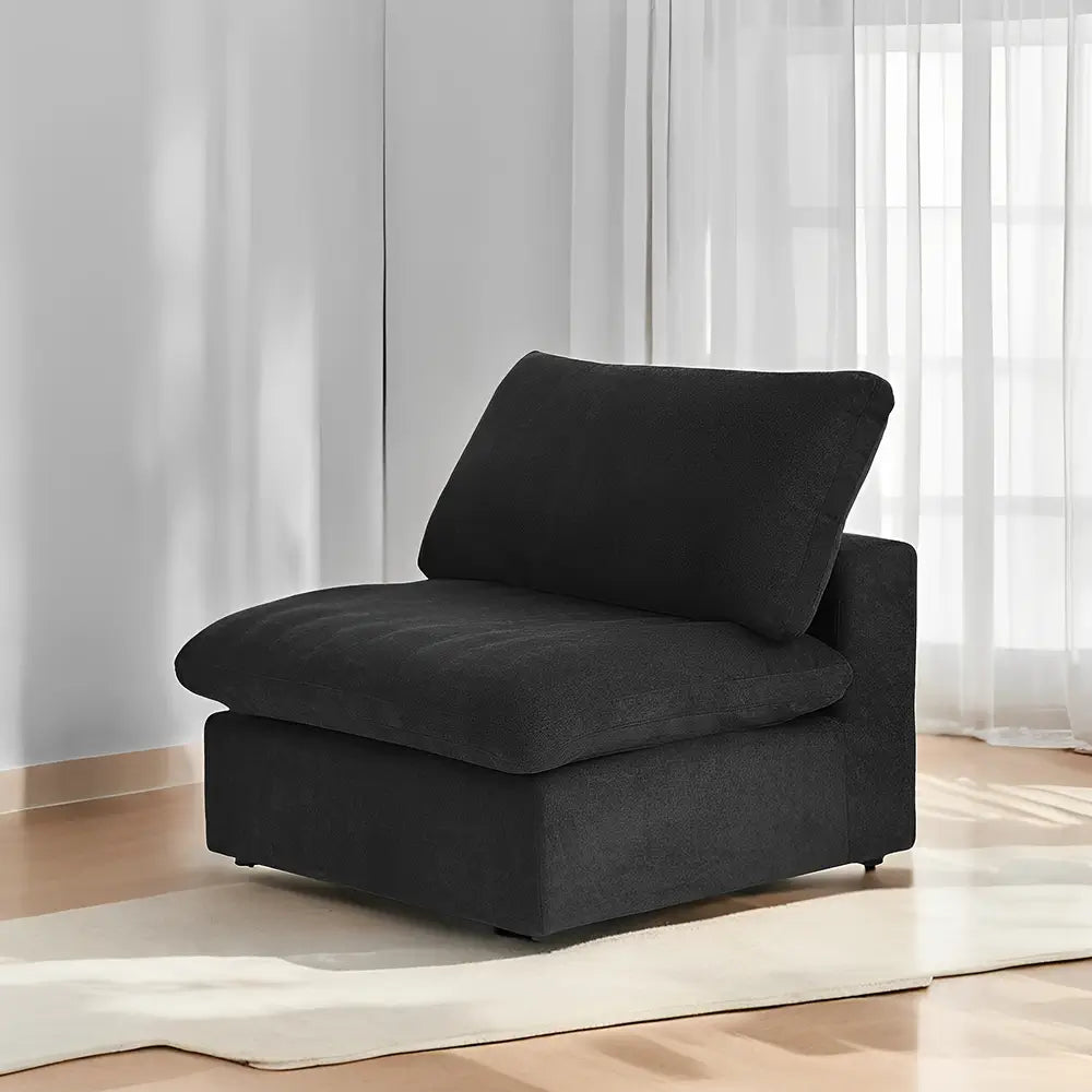 Canapé d'angle Deluxe Premium Cloud | Canapé 1 place en coton et lin noir | 40 coussins de dossier effet nuage | 1 place