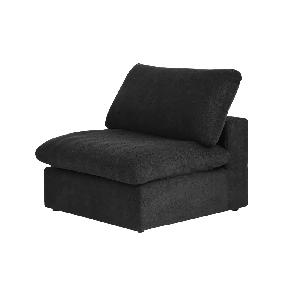 Canapé d'angle Deluxe Premium Cloud | Canapé 1 place en coton et lin noir | 40 coussins de dossier effet nuage | 1 place