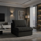 Canapé d'angle Deluxe Premium Cloud | Canapé 1 place en coton et lin noir | 40 coussins de dossier effet nuage | 1 place