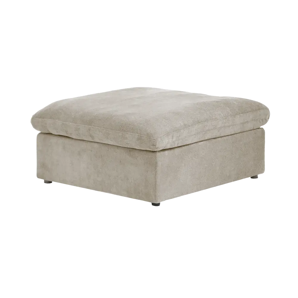 Canapés d'angle Deluxe Premium Cloud | Poufs kaki en coton et lin (1 pièce) | 40 housses amovibles et lavables