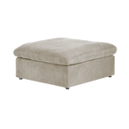 Canapés d'angle Deluxe Premium Cloud | Poufs kaki en coton et lin (1 pièce) | 40 housses amovibles et lavables