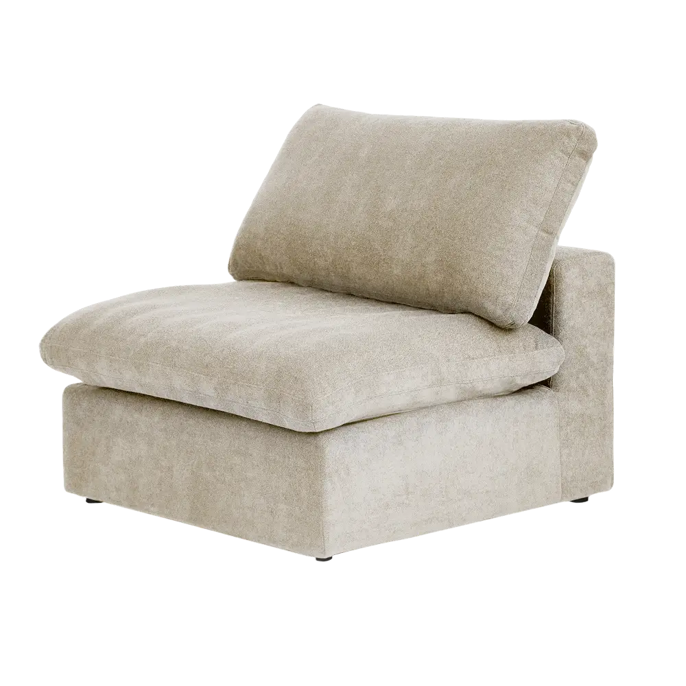 Canapé d'angle Deluxe Premium Cloud | Canapé 1 place en coton et lin kaki, 40 coussins de dossier effet nuage