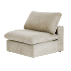 Canapé d'angle Deluxe Premium Cloud | Canapé 1 place en coton et lin kaki, 40 coussins de dossier effet nuage