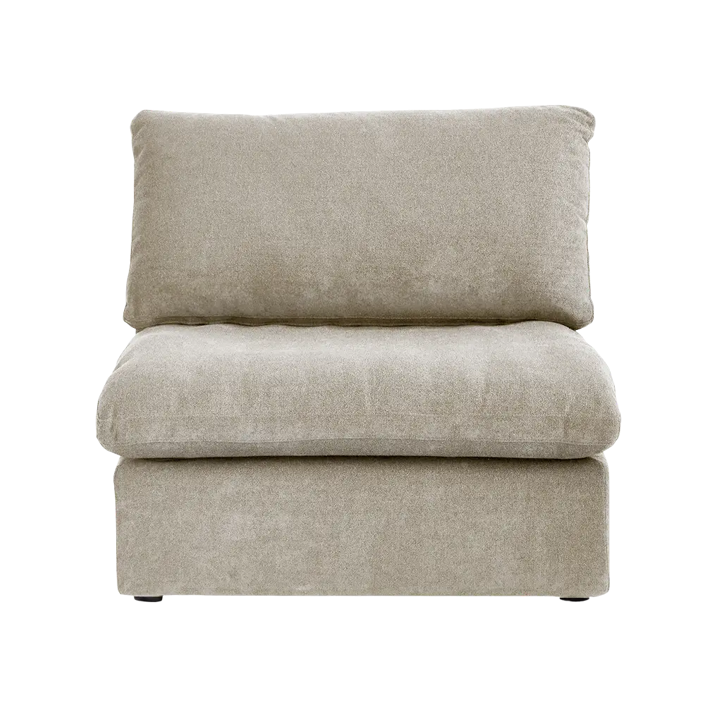 Canapé d'angle Deluxe Premium Cloud | Canapé 1 place en coton et lin kaki, 40 coussins de dossier effet nuage