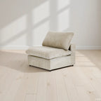 Canapé d'angle Deluxe Premium Cloud | Canapé 1 place en coton et lin kaki, 40 coussins de dossier effet nuage