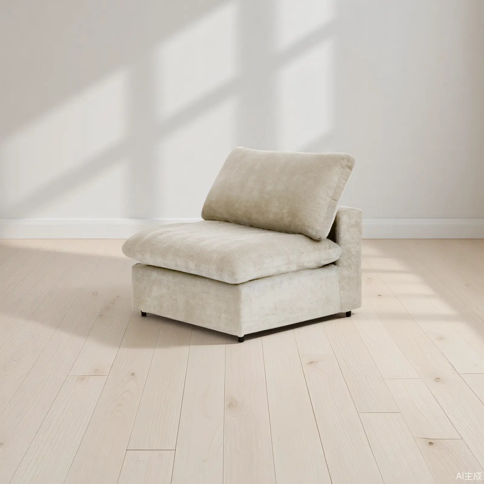 Canapé d'angle Deluxe Premium Cloud | Canapé 1 place en coton et lin kaki, 40 coussins de dossier effet nuage