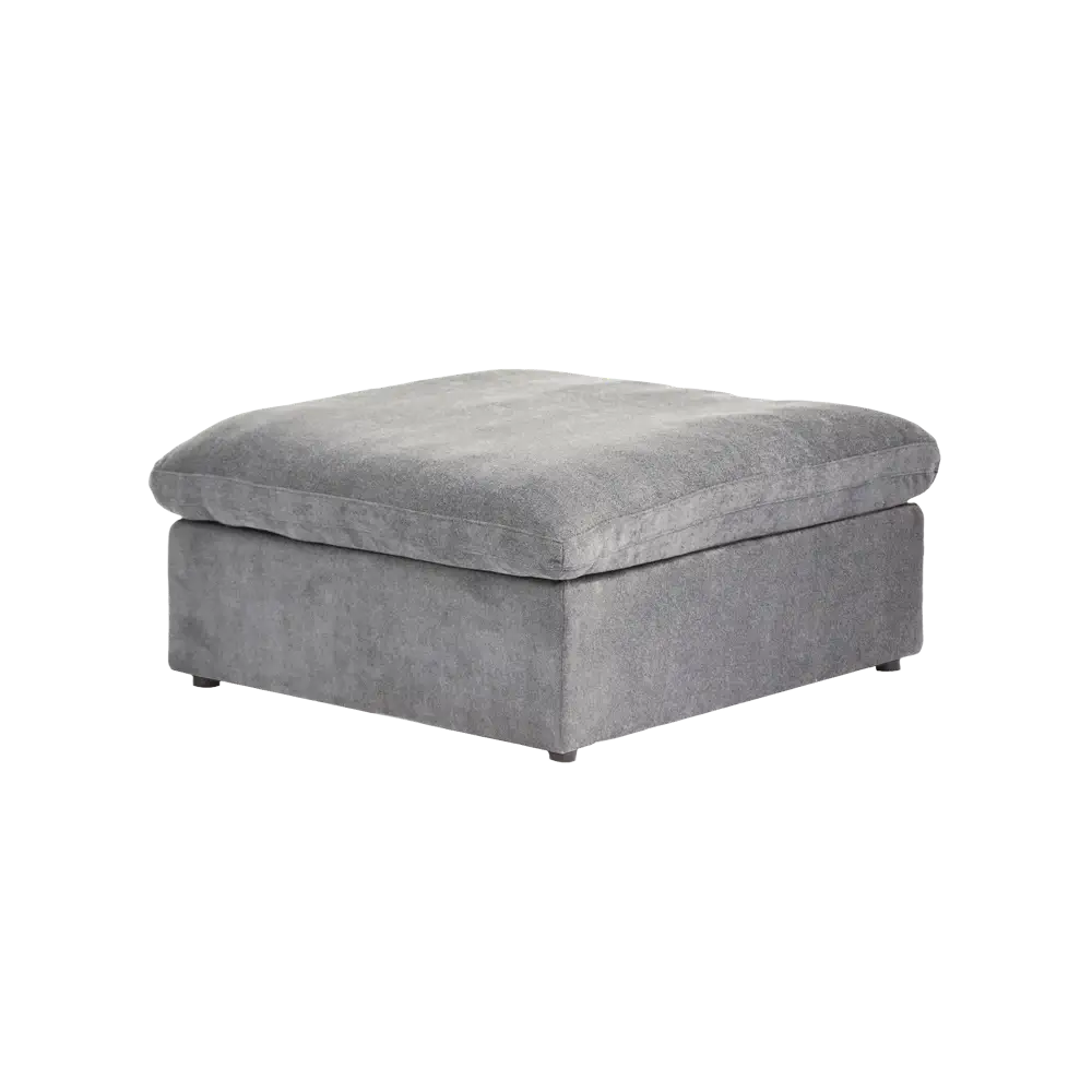 Canapés d'angle Deluxe Premium Cloud | Poufs gris clair en coton et lin (1 pièce) | Housses amovibles et lavables (40 cm)