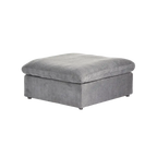 Canapés d'angle Deluxe Premium Cloud | Poufs gris clair en coton et lin (1 pièce) | Housses amovibles et lavables (40 cm)