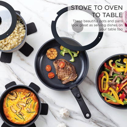 Country Kitchen 16 Piece RV Cookware Set Ceramic with Removable Handle Oven Safe