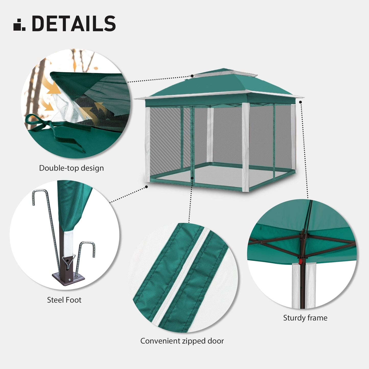Cozywor 11 ft. x 11 ft. Pop-Up Steel Gazebo with Mosquito Netting