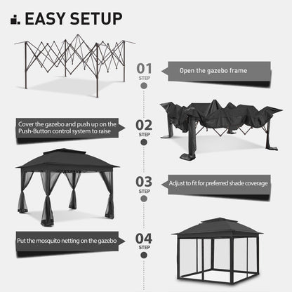 Cozywor 11 ft. x 11 ft. Pop-Up Steel Gazebo with Mosquito Netting