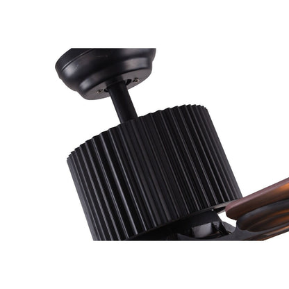 CurveCurio Farmhouse Industrial 5-Light Black Cage Ceiling Fan with Light, Remote Control and Pull Chain 42-48-52 inches