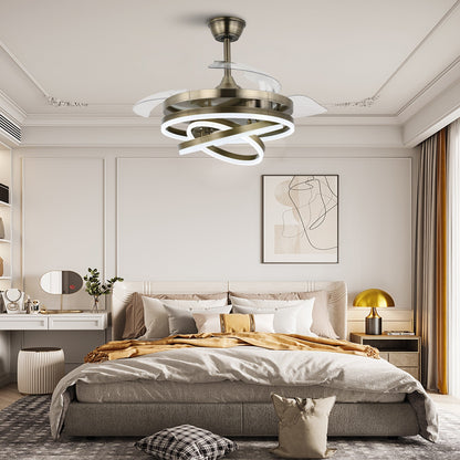 Cusp Barn 42 Retractable Ceiling Fan with Lights and Remote DIY Shape Fandelier Modern Silent DC Motor LED Ceiling Light