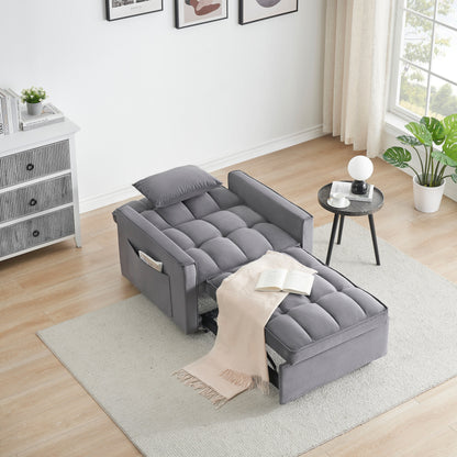 Dark Grey Modern 70.86 3 in 1 Single Convertible Sofa Bed with Adjustable Back and Moving Wheel for Living Room