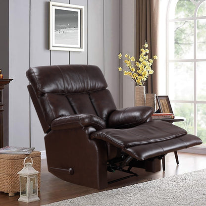 Davin Top Grain Leather Genuine leather Brown Extendable Footrest Manual Recliner