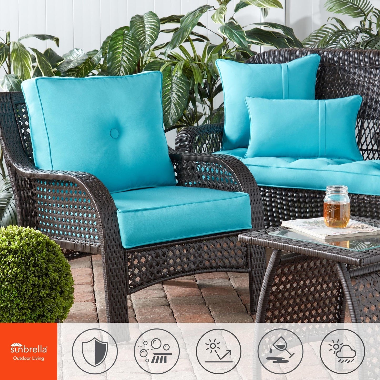 Sunbrella 2-Piece Premium Deep Seat Outdoor Cushion Set