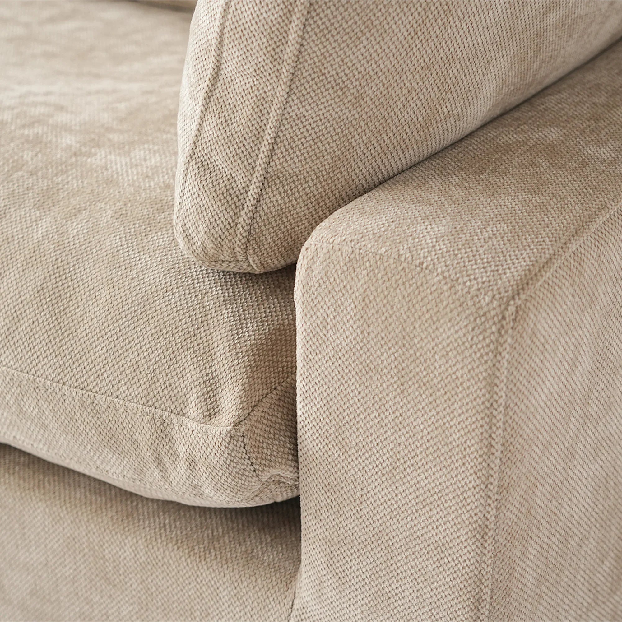 Canapés d'angle Deluxe Slope Cloud | Ensemble de 4 pièces en lin kaki, 3 places avec 1 pouf