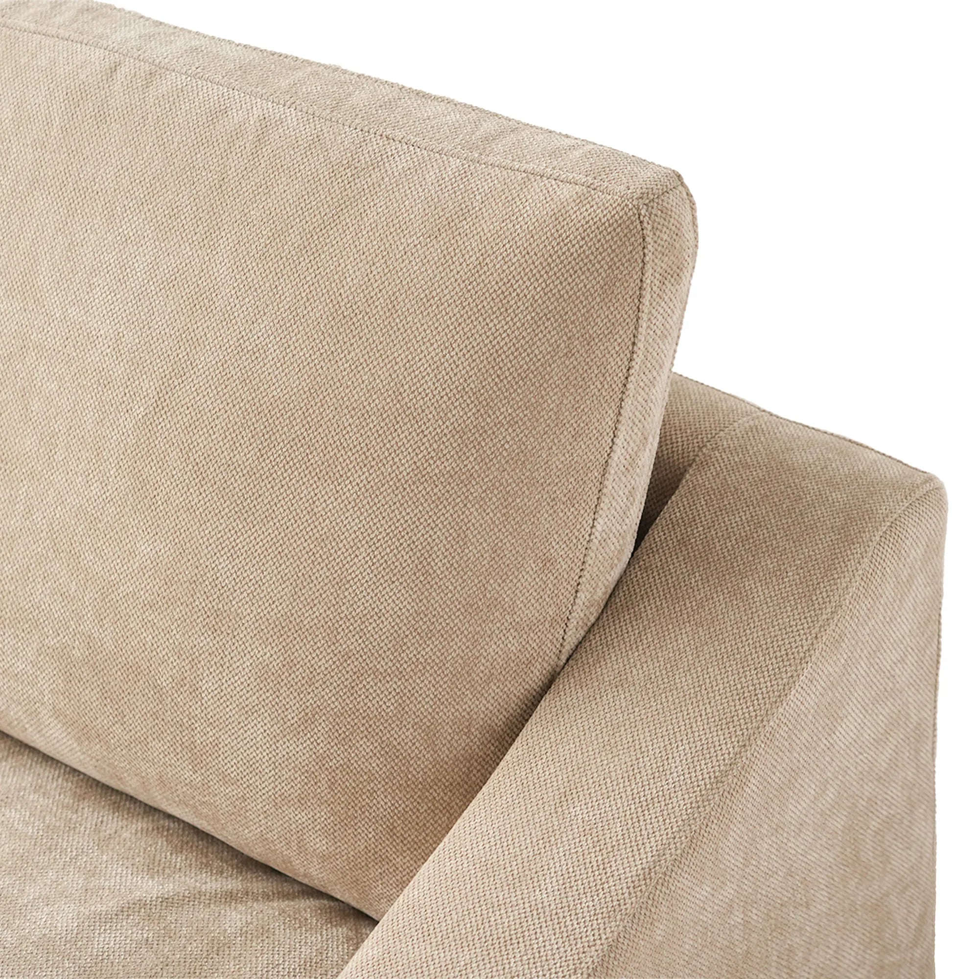 Canapés d'angle Deluxe Slope Cloud | Ensemble de 4 pièces en lin kaki, 3 places avec 1 pouf