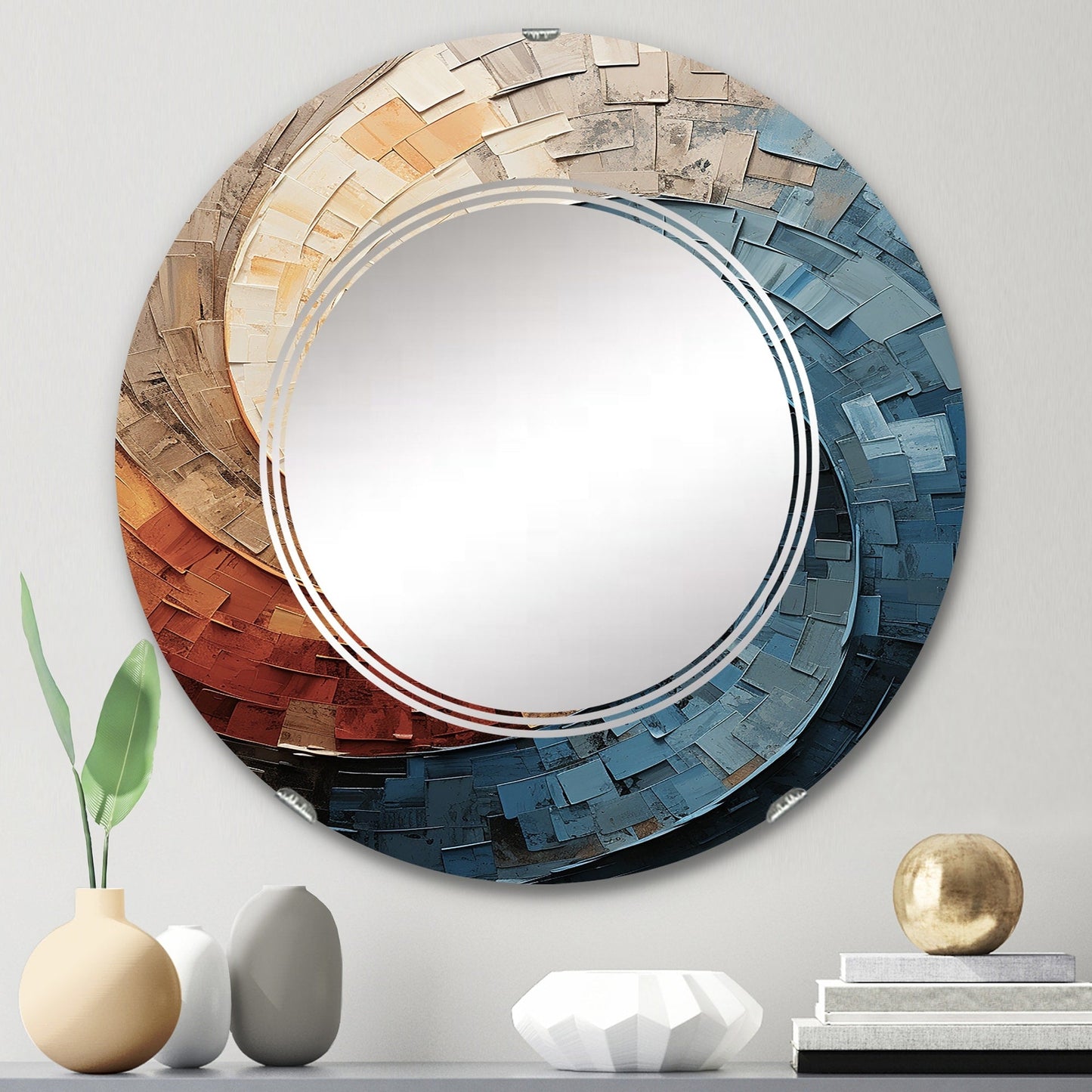 Designart Collaged Spiral Abstract Modern Wall Mirror