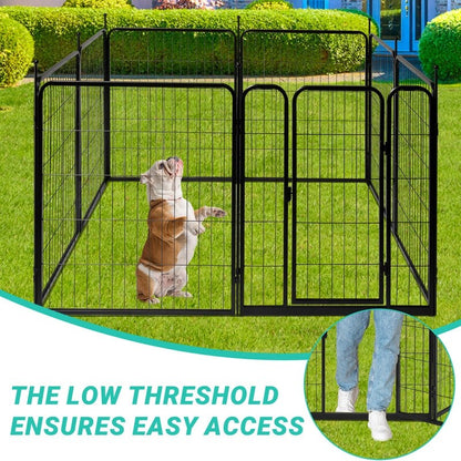 Dog Playpen Pet Dog Fence, 32 Height 8 Panels Metal Dog Pen