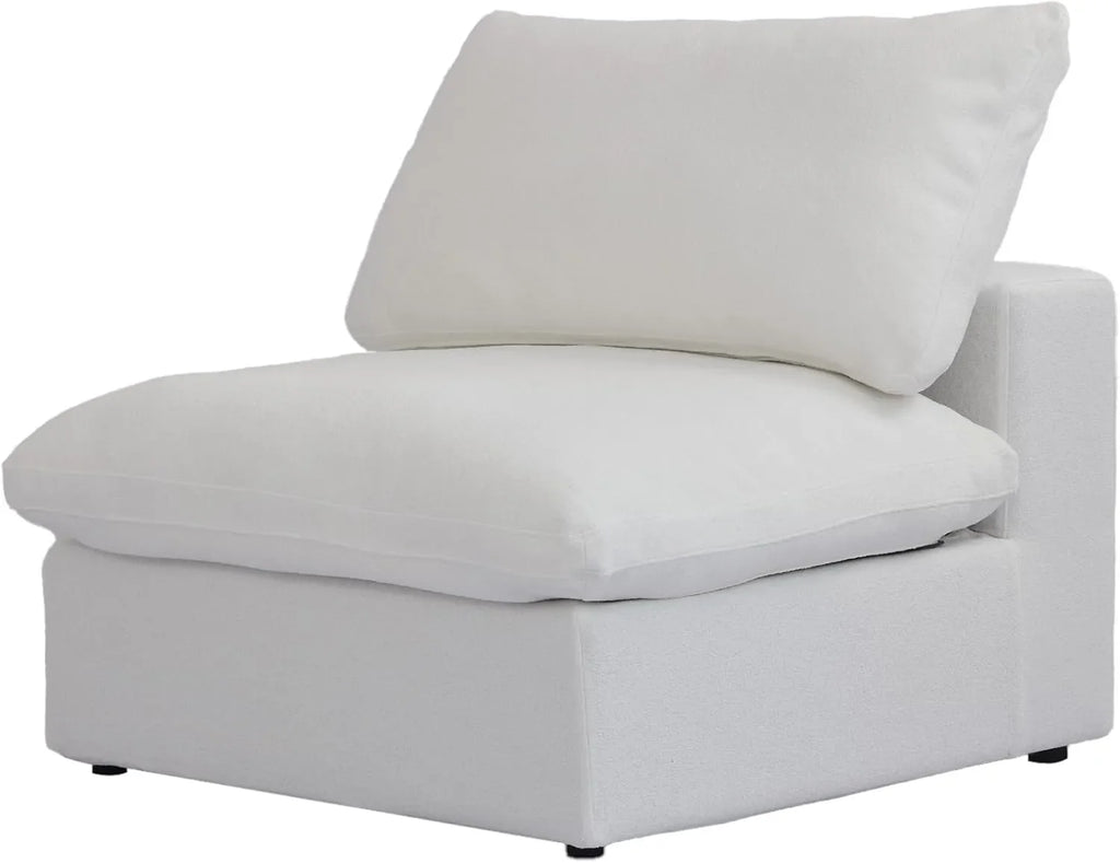 Canapés d'angle Deluxe Premium Cloud | Canapé 1 place sans accoudoirs en coton et lin blanc
