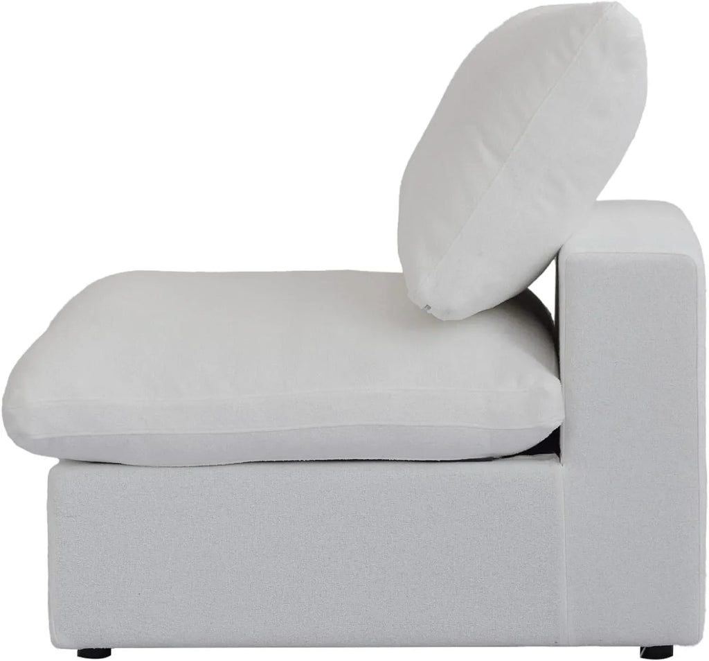 Canapés d'angle Deluxe Premium Cloud | Canapé 1 place sans accoudoirs en coton et lin blanc