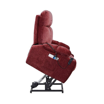 Dual OKIN Motor Lift Recliner for Seniors with Heating, Massage, 180° Lay Flat, and Adjustable Backrest/Footrest