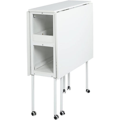 Height Adjustable Craft Table with Storage Shelves, Mobile Folding Cutting Table for Home Office Sewing Room Craft Room