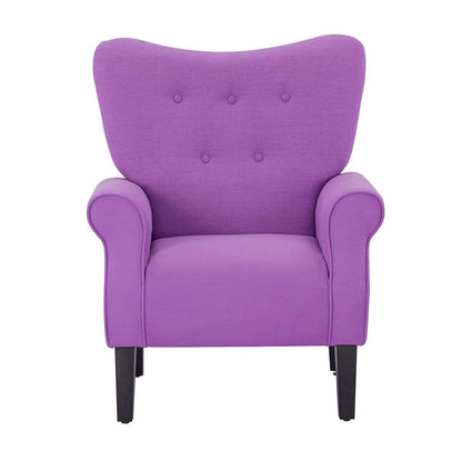 Erommy Modern Accent Chair, High Back Armchair, Upholstered Fabric Button Single Sofa with Wooden Legs for Living Room