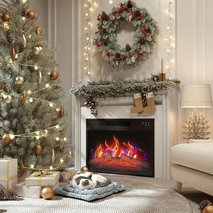 Electric Fireplace Insert with Adjustable Heating, Brightness, Timer and Overheat Protection, 1400W, CSA Listed
