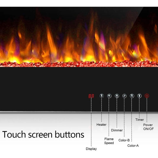 Modern Recessed Wall-mounted Multicolor LED Electric Fireplace, Ultra-thin and Low Noise