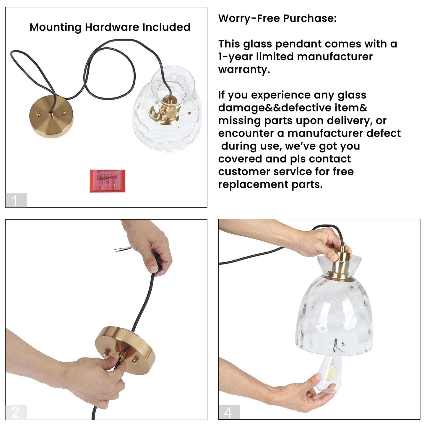 Elisie Mid-century Modern Pendant Light 1-Light Waterfall Glass Hammered Dome Kitchen Island Lighting Dining Room