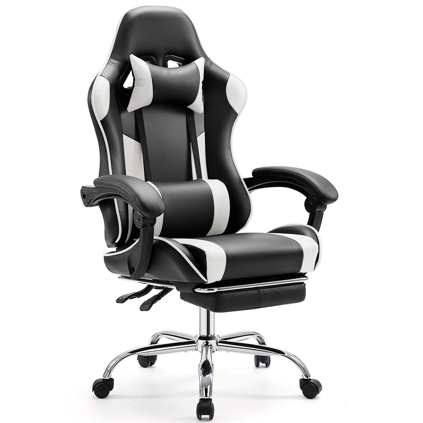 Ergonomic PU Leather 360° Swivel Gaming Recliner with Footrest, Headrest, Lumbar Support, Adjustable Height