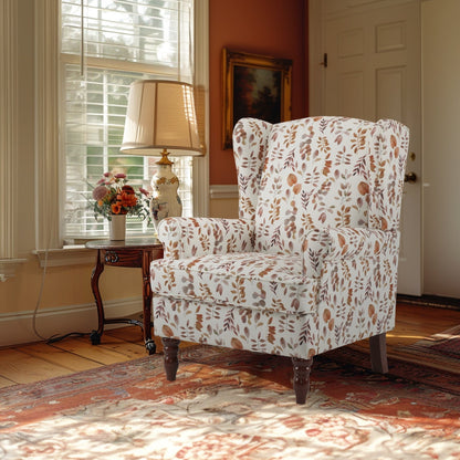 Erommy Modern Accent Chair, High Back Armchair, Upholstered Fabric Button Single Sofa with Wooden Legs for Living Room