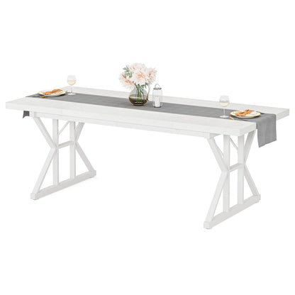 Farmhouse Dining Table for 6 People, 70.8-Inch Rectangular Wood Kitchen Table