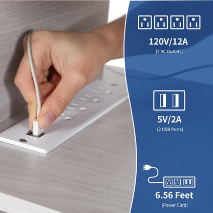 Farmhouse TV Stand for up to 65 TV with Doors and Open Shelves Media Console Power Outlet