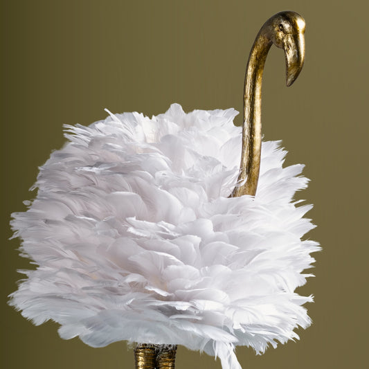 Flamingo Table Lamp - White and Gold - 30.5 H - 30H x 19W x 14D