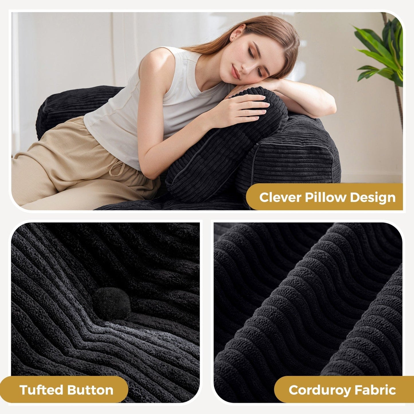 Foldable Sofa Bed,L-Shaped Floor Sofa Couch