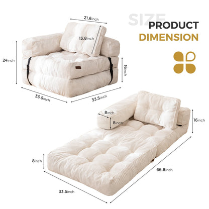 Foldable Sofa Bed,L-Shaped Floor Sofa Couch