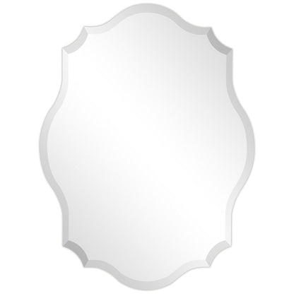 Frameless Beveled Oblong Elegant Scalloped Wall Mirror