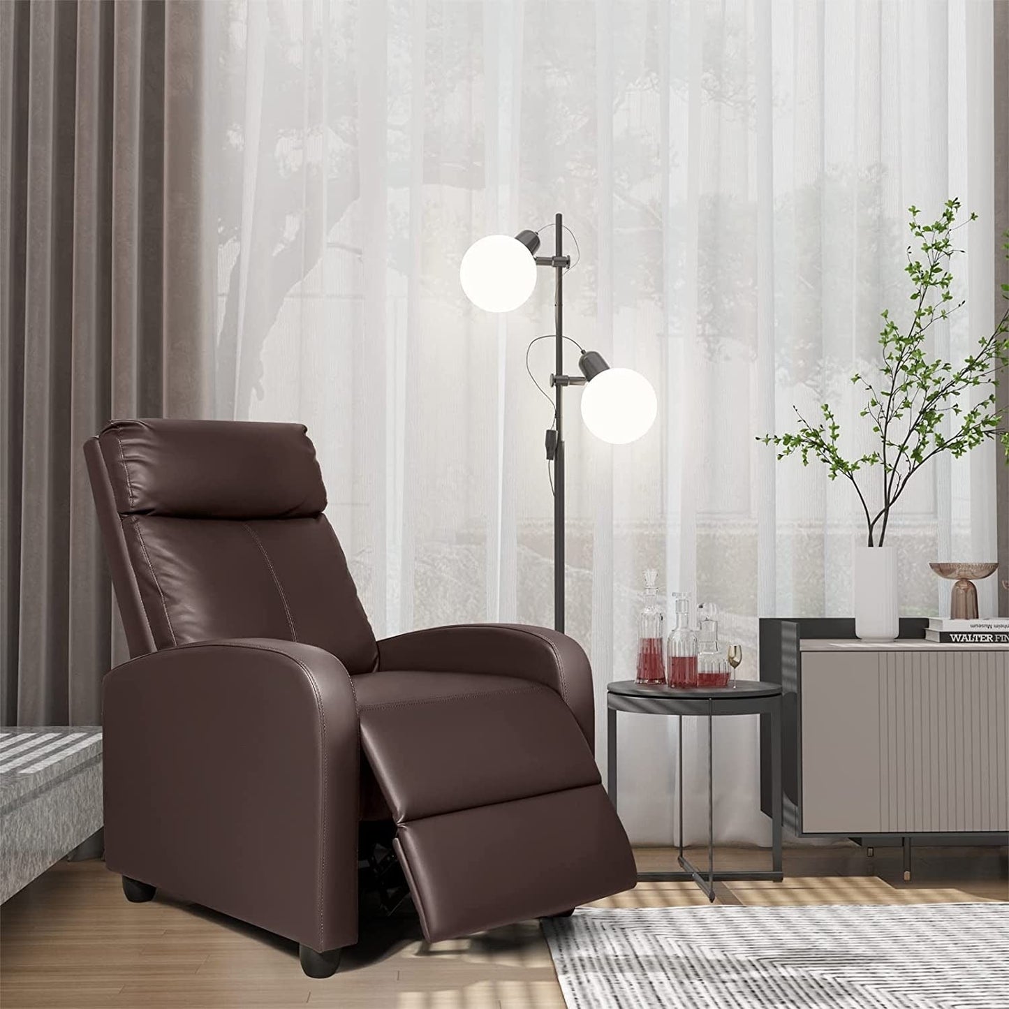 Furniwell PU Leather Sofa Recliner with Padded Seat and Backrest.