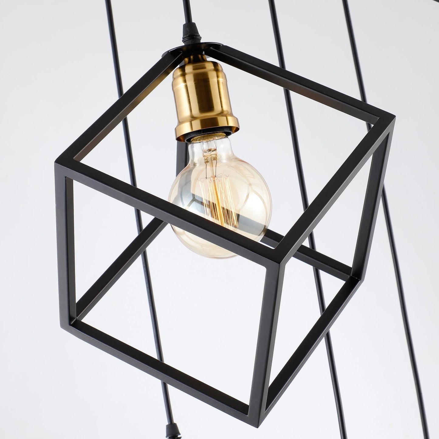 Geometric Pendant Chandelier for Stairway / Staircase, Adjustable Height 5 or 7 Light Cluster