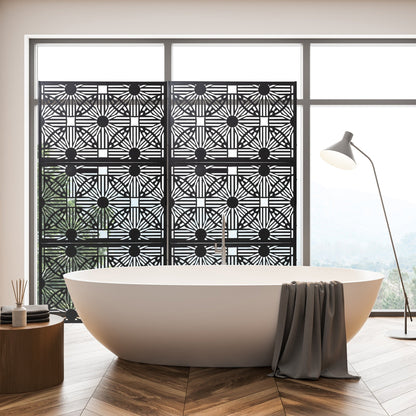 Glitzhome 6ft Galvanized Floral Patterned 3-Panel Privacy Screen Room Divider Fences