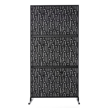 Glitzhome 6ft Galvanized Floral Patterned 3-Panel Privacy Screen Room Divider Fences