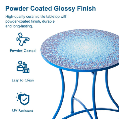 Glitzhome Outdoor Metal Folding Bistro Set 3PCS Patio Table Chairs