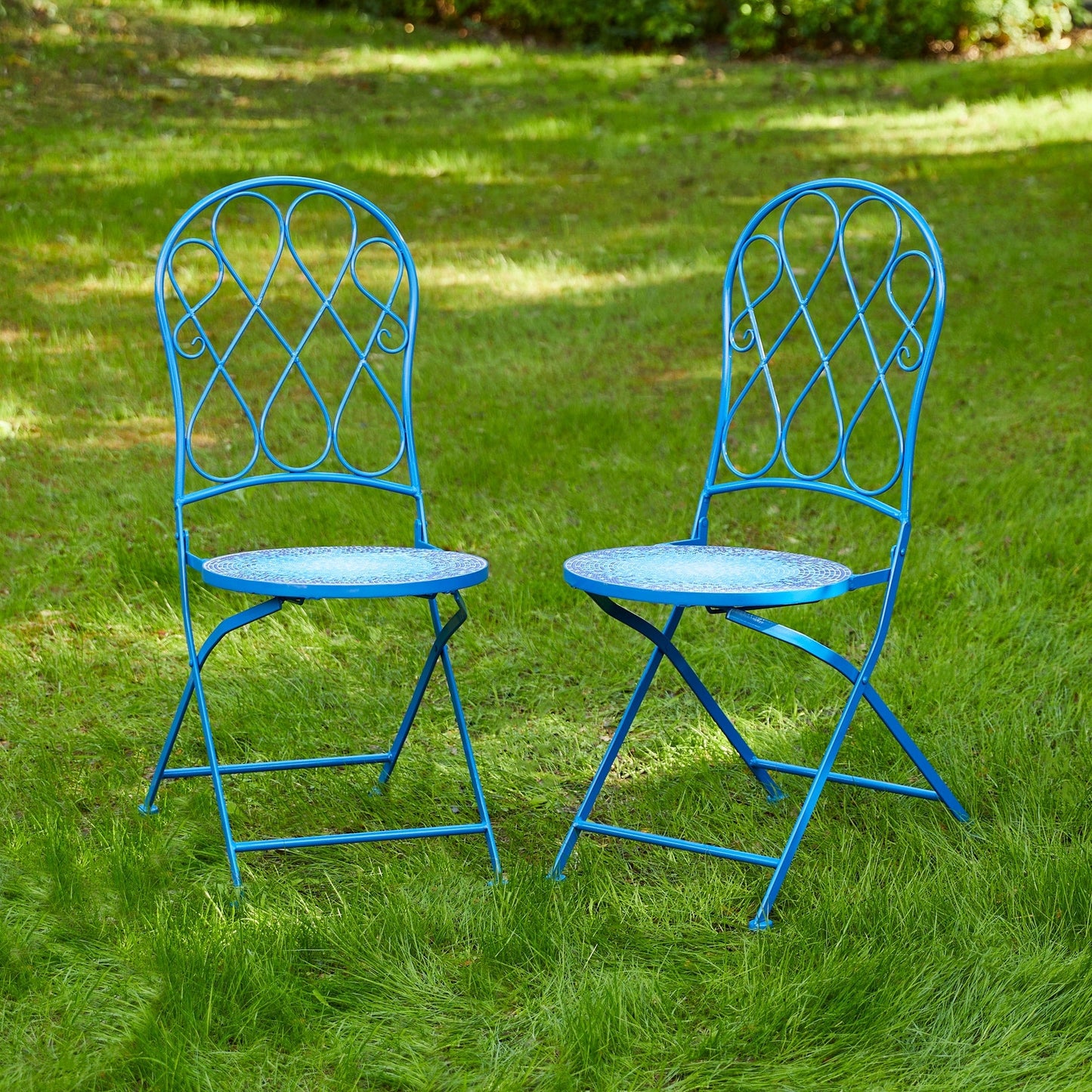 Glitzhome Outdoor Metal Folding Bistro Set 3PCS Patio Table Chairs