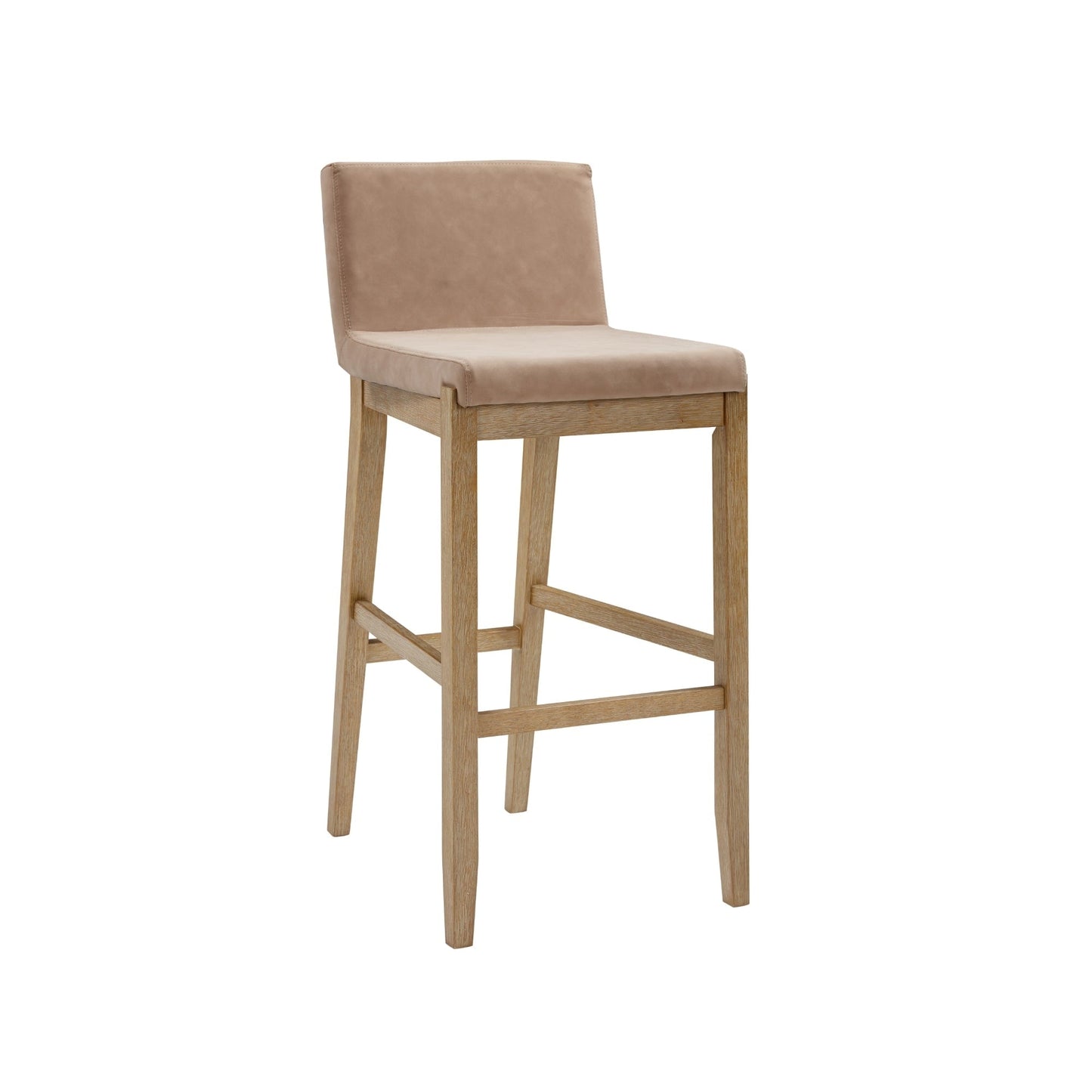 Gracie Modern Bar Stool, Boucle Upholstered Chair and Brushed Wooden Legs