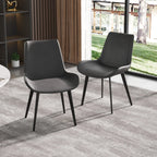 Chaises de salle à manger véganes à dossier complet | Ensemble de 2 en cuir PU gris