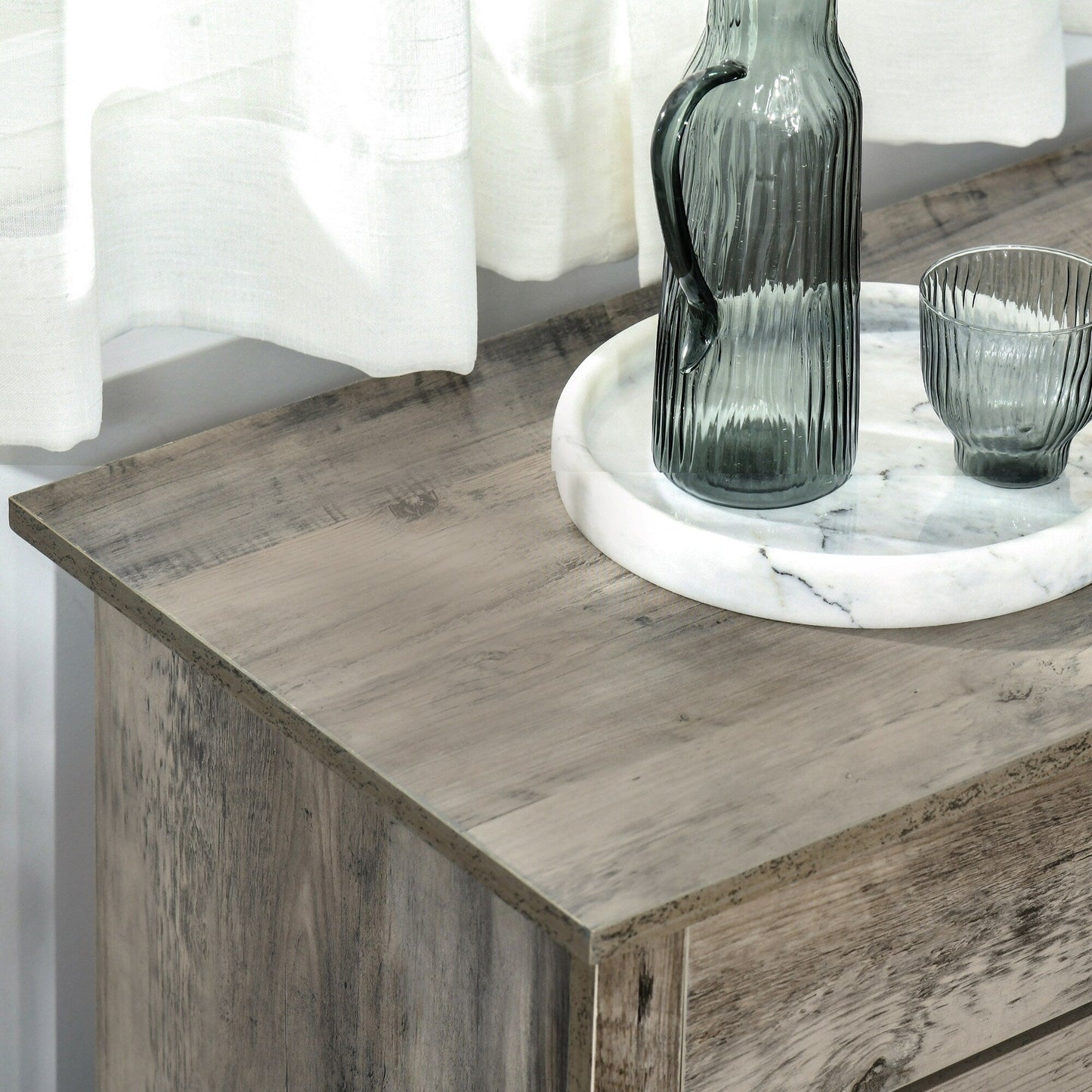 HOMCOM 32 Farmhouse Barn Door Style Sideboard Cabinet,Buffet Storage Cabinet Coffee Bar for Living Room or Entryway