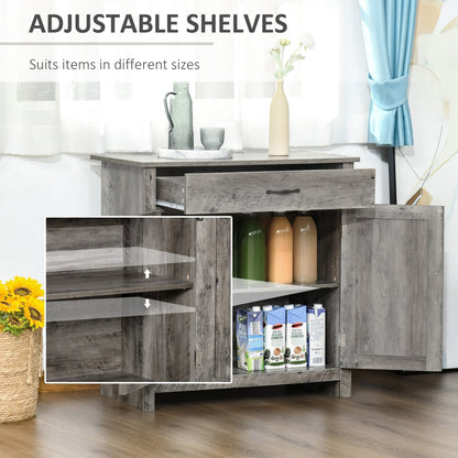 HOMCOM 32 Farmhouse Barn Door Style Sideboard Cabinet,Buffet Storage Cabinet Coffee Bar for Living Room or Entryway